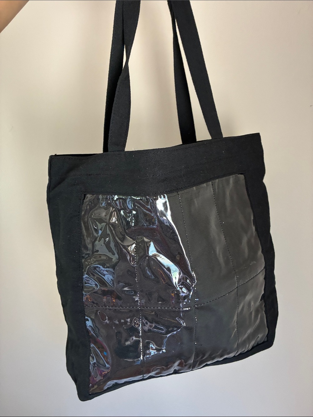 Black Vinyl & Canvas Tote Bag